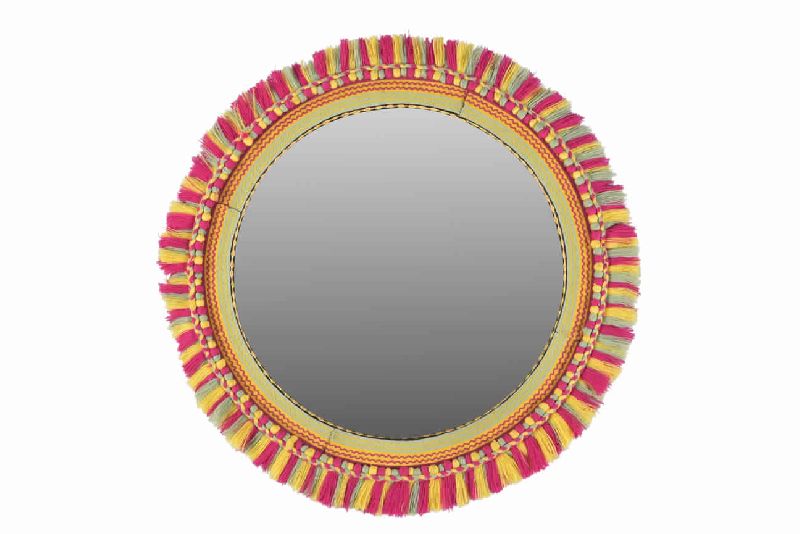 Round Embroidered Big Mirror Frame