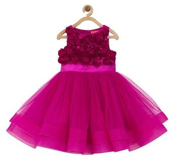 Girls Pink Rosette Party Dress, Feature : Eco-Friendly
