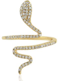Pave Diamond Snake Ring Jewelry