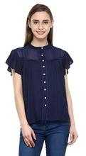 Blue Color Half Sleeve Ladies Top, Technics : Plain Dyed