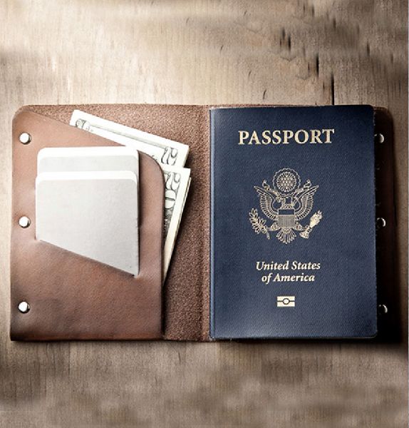 Leather Passport Holder, Size : Standard