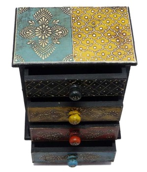 Rajasthani Handicrafts Wooden 4 Drawer Jewellery Box
