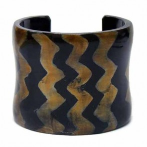 Natural Horn Cuff with Accented Zigzag Design