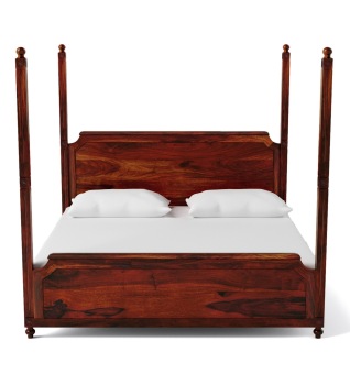 Vintage Indian Solid Wood Oak Finish King Size Bed