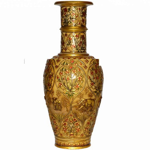 Marble Painted handicraft Flower Vase, Style : Natural Antique