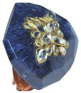 Blue Onyx Gemstone Kundan Work Pins Brooch