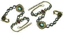 Kundan Gold Plated Haath Phool Jewelry, Main Stone : Emerald