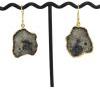Natural Black Geode Druzy Earring 24k Gold Plated Earring Jewelry