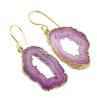 Natural Light Purple Geode Slice Druzy Gold Plated Earring