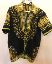 Traditional African Dashiki Men\'s Button Up Collared Shirt