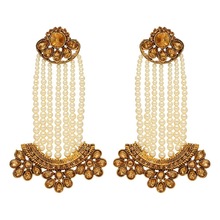 Gold Color Glass Stone Antique Earring