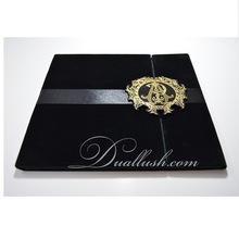 Elegant Wedding Box Black Velvet Folio Wedding Invitation Card