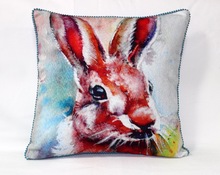 Rabbit Painting Cotton - Viscose Velvet Cushion Cover