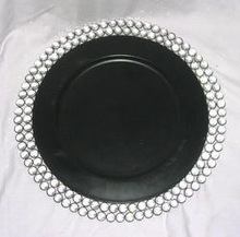 Black crystal charger plate for wedding