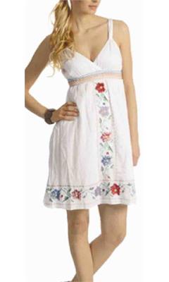 White Cotton Embroidered Dress