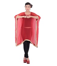 Red Chiffon Jewel Party wear Kaftaan, Gender : Women