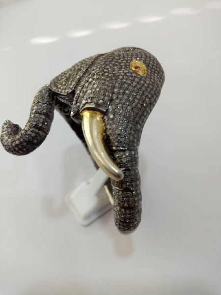 Elephant Shaped Silver Stone Ring, Gender : Female