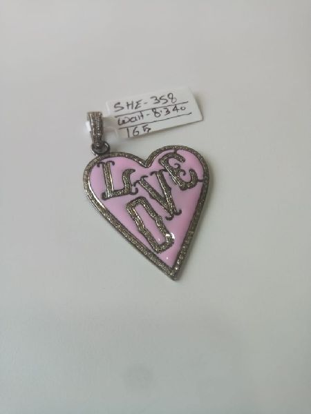 Heart Shaped Silver Stone Pendant, Occasion : Daily Use, Gift