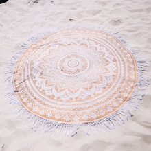 Round towel with tassel trim round beach towel