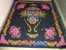 Celtic skull hand painted tapestry, Size : 240 X 210 CM.