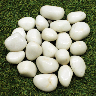 Oval White Marble Pebbles, for Decoration, Landscaping, Pattern : Plain