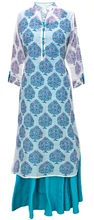 Block Print Chanderi Two Layer Dress, Feature : Dry clean