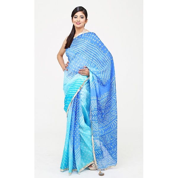 Bridal Bright Bandhni Gota Saree