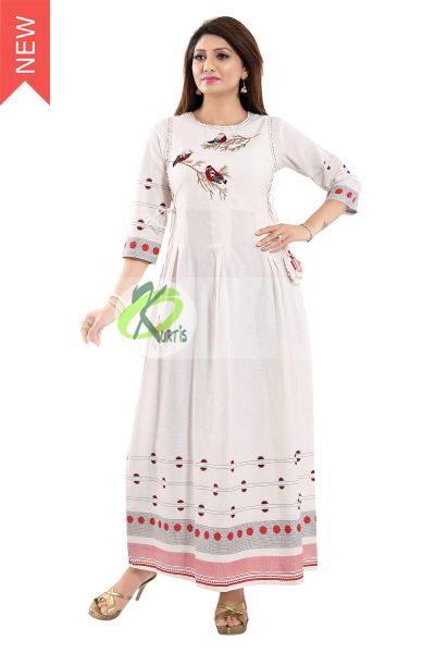 WHITE COTTON DESIGNER KURTI