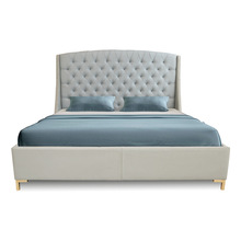 Genuine King Size Diamond Tufted, Leather King Size Bed With Storage