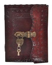 Antique Design Embossed Leather Key Lock Journal