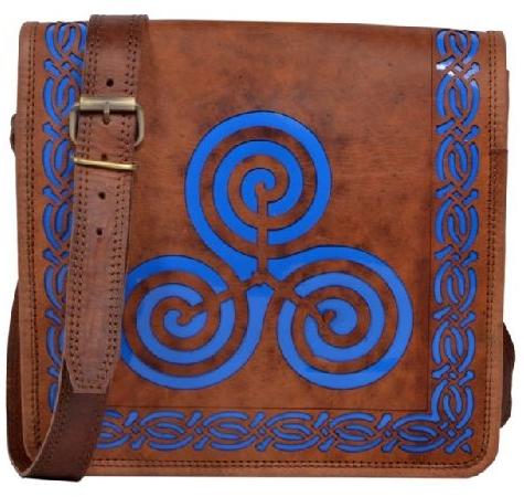 Beautiful Triskele Design Genuine Handbag Leather Messenger Bag