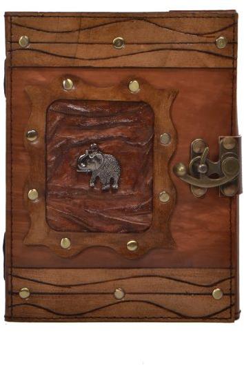 Genuine Handmade Pendant Elephant Nonrefillable Leather Journal