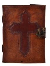 Handmade Leather Journal Antique Non Refillable Cross Design Notebook