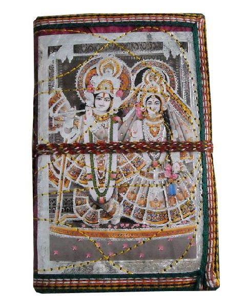 New Vintage Handmade Silk Sari Goddess Leather Journal Notebook