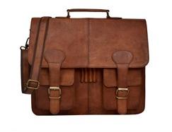 Unisex Classic Briefcase Bag Goat Leather Laptop Messenger Bag
