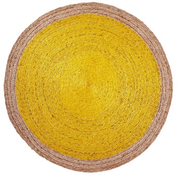 Round jute hemp rug, Pattern : FLATWOVEN