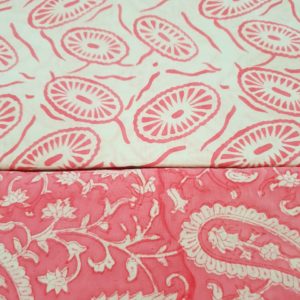 Bagru Pink Color Hand Block Floral Print Unstitched Cotton Salwar Suit Fabric