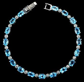 Fluorescence natural blue topaz gemstone bracelet