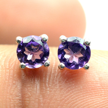 Silver Purple Amethyst Stud Earring, Occasion : Anniversary, Engagement, Gift, Wedding