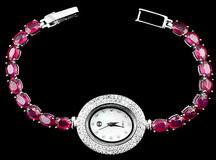 Sterling silver ruby gemstone tennis watch bracelet