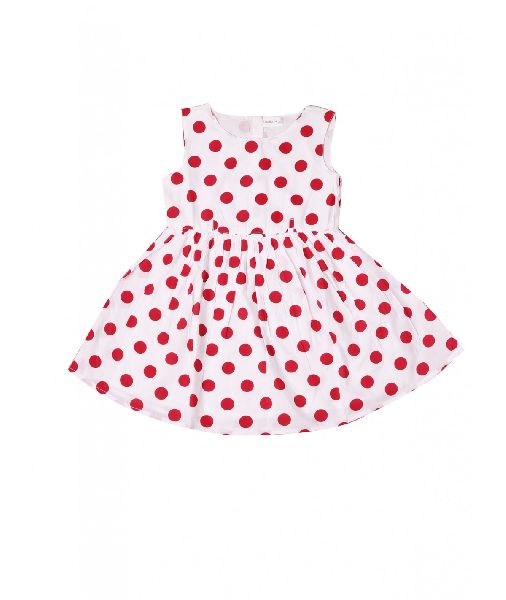 KIDS POLKA DOT PRINT FROCK, Color : White