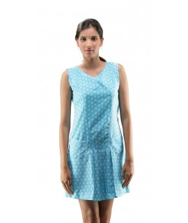 Cotton midi dress, Color : LIGHT BLUE