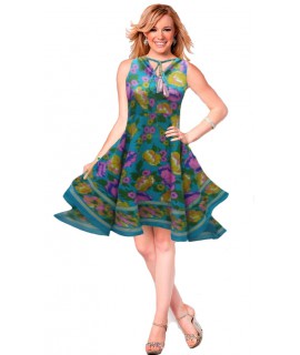 Party Wear V-neck Sleeveless Printed Dress, Feature : Anti Shrink, Anti Wrinkle, Attractive Designs