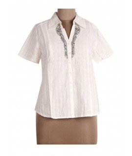 WOMEN SEQUINS WHITE SHIRT