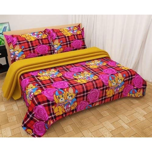 3D Flower Design Double Bed Sheet, Size : 90 x 90 Inch