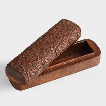 WOODENMOOD Wooden Hand-Carved Pencil Box, Style : Antique