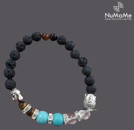 Lava Stone Beads Buddha Charms Bracelet, Gender : Unisex