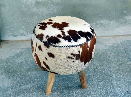 Brown AND White Color Tora Cowhide Stool