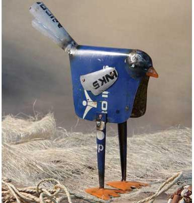 Dark Blue Color Metallic Sparrow Figurine