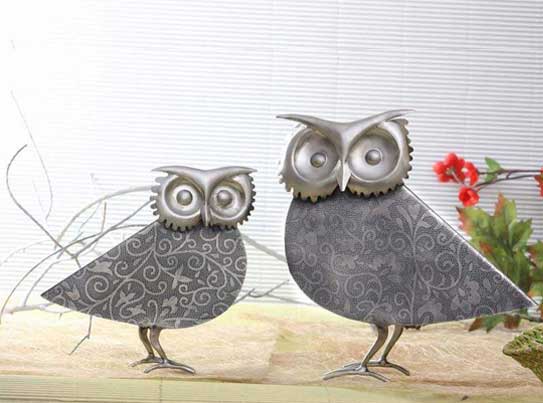 Metal Owl Silver Color Decorative Figurine